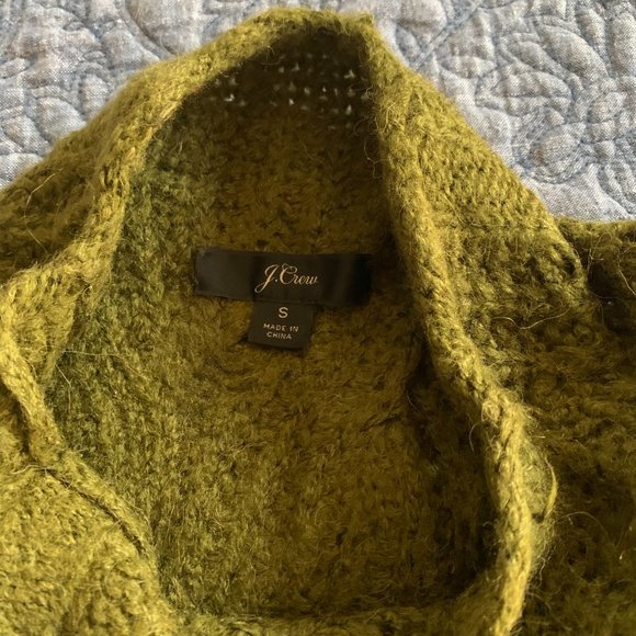 NWOT J. Crew Pointelle Cable Knit Sweater, sz Small, color Rich Olive. - Picture 2 of 7
